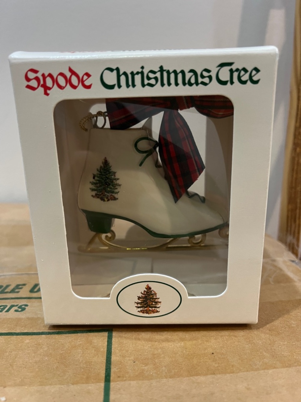 Spode White Ice Skates Ornament